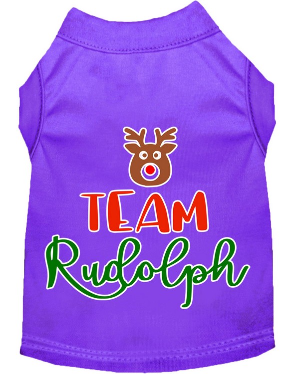 Team Rudolph Screen Print Dog Shirt Purple Lg